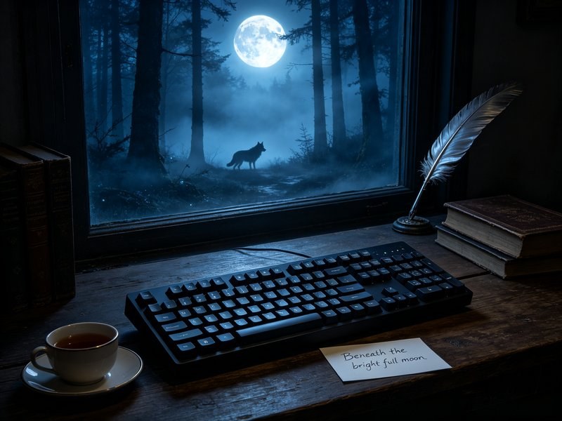Wolf In The Moonlit Forest