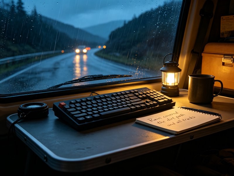 Traveler On The Rainy Road